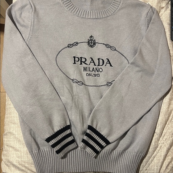 Prada Sweaters - Prada Milano Dal 1913- Light Gray Crewneck Sweater